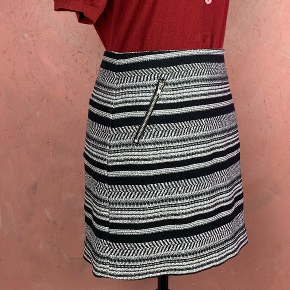 NWT Black & White Striped Mini Skirt/Size 8 Black Mini Skirt/Black Cotton Skirt/ - Picture 2 of 9